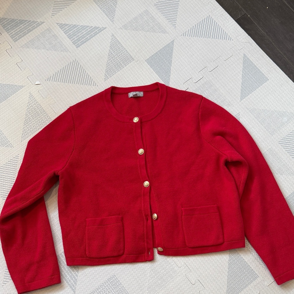 J crew red cardigan size small